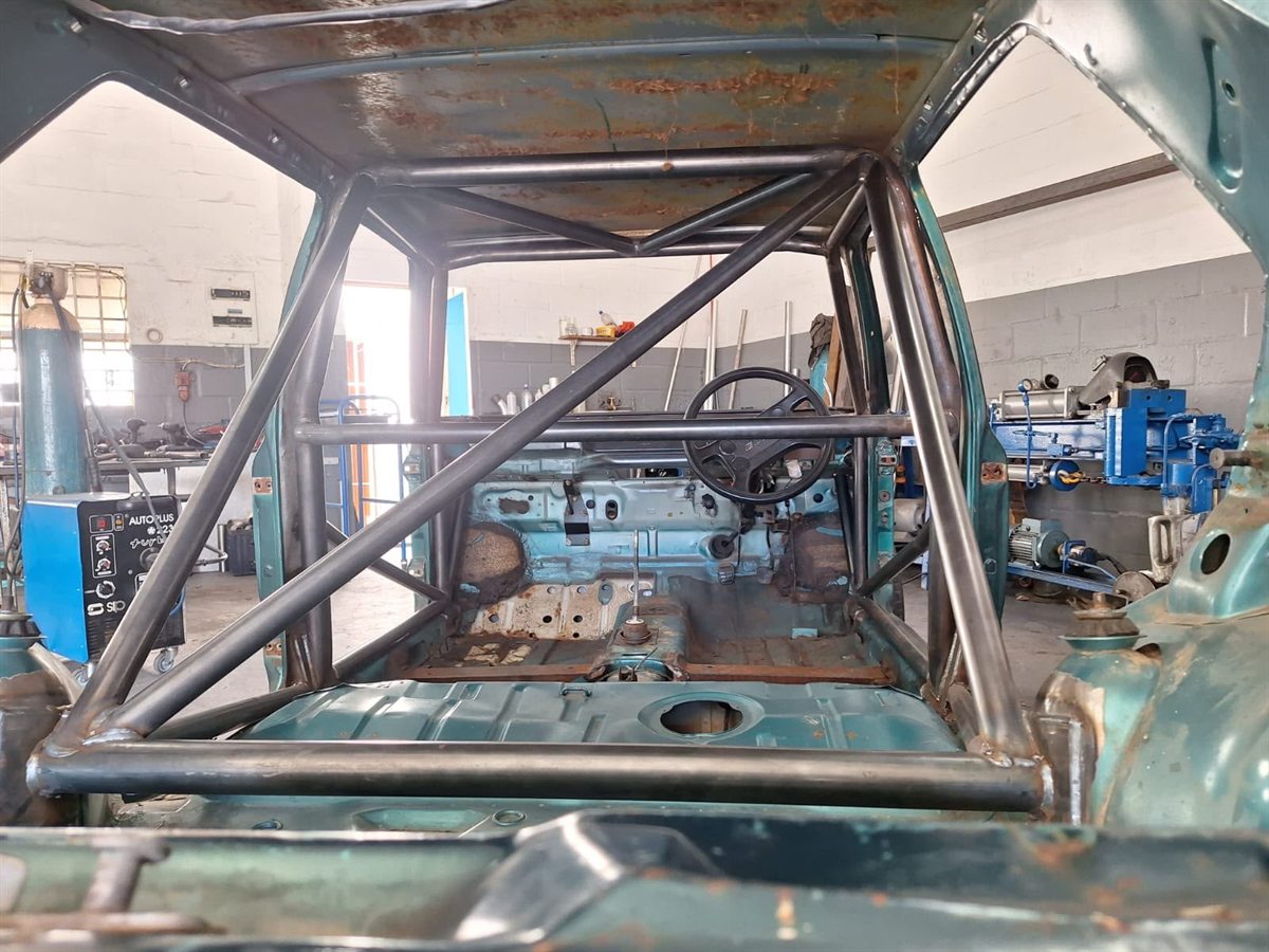 Roll cage inside a race car