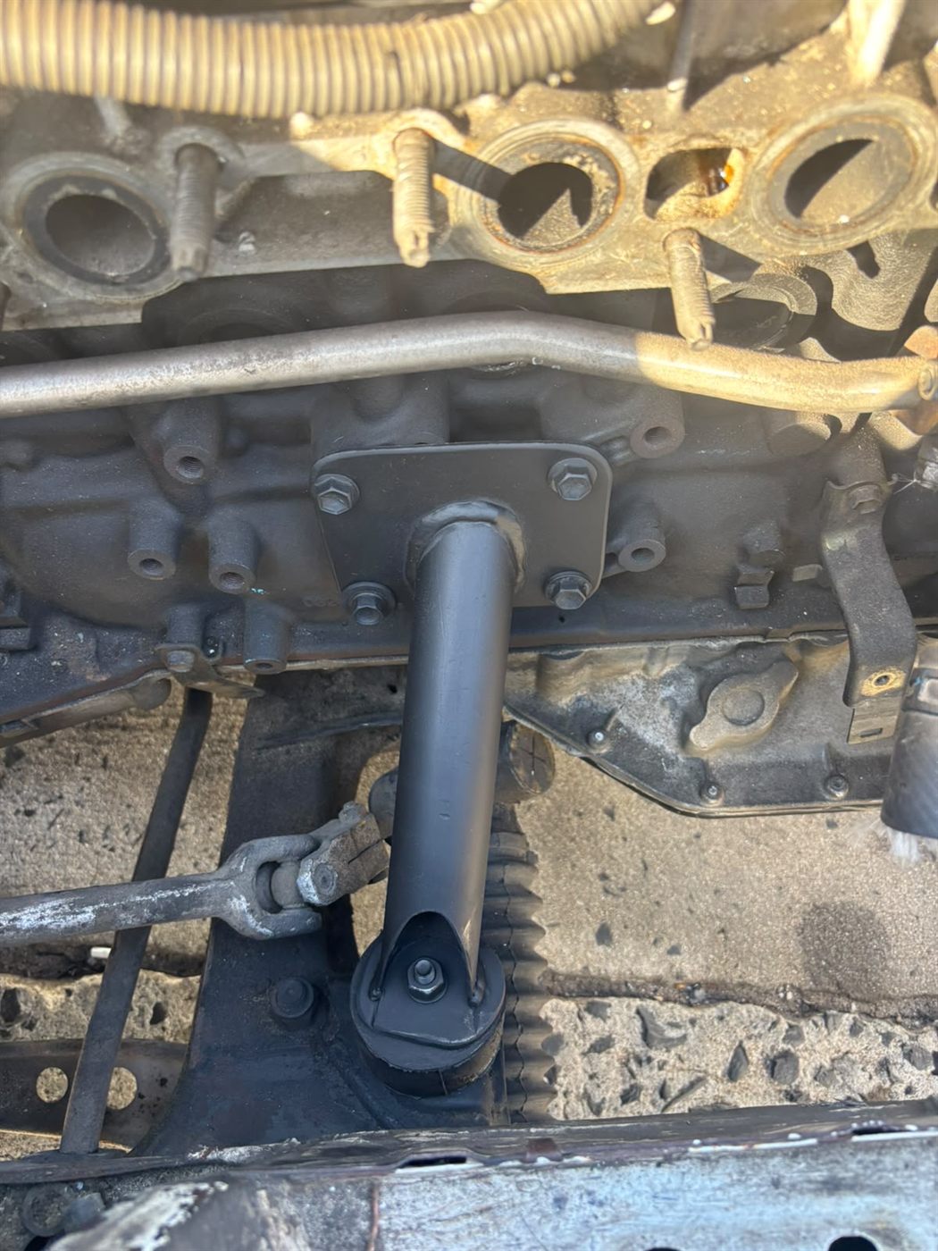 Fabrication work in an engine bay